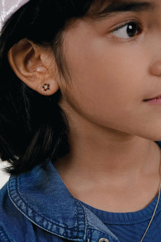 Floral fantasy- Blue sapphire stud