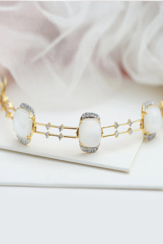 Diamond Necklace with moon stone - Adona Diamonds