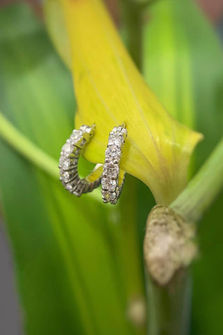 Diamond Earring half Hoops- small - Adona Diamonds