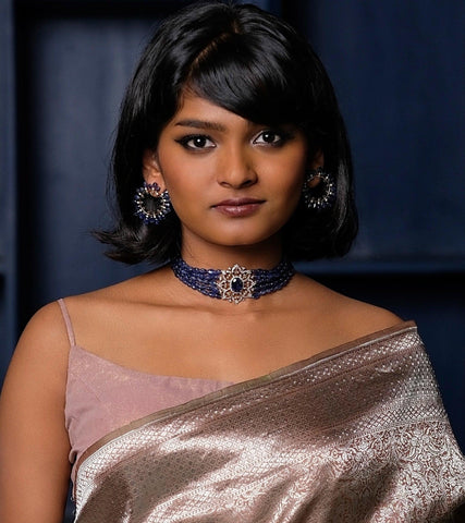 Blue sapphire and diamond Choker - Adona Diamonds