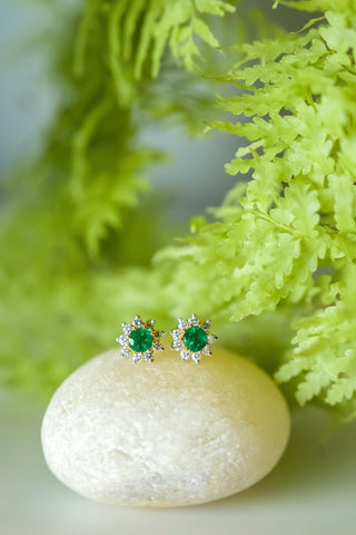 Fleur- Emerald Earrings - Adona Diamonds