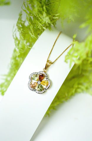 Sierra Fleur- Tourmaline and diamond Pendant - Adona Diamonds
