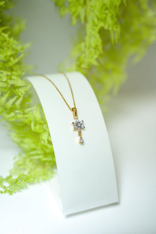 Sierra - Flower Pendant with Drop - Adona Diamonds
