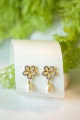 Sierra Earrings- Flower with Pearldrop - Adona Diamonds