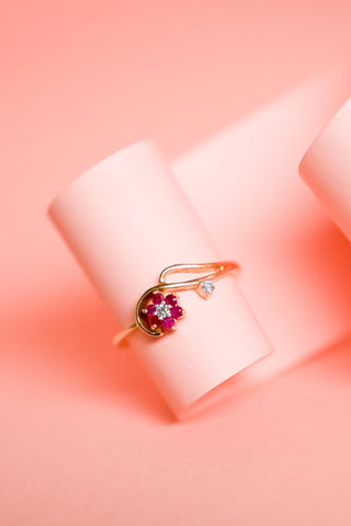 Sierra Fleur- Ruby Flower Ring - Adona Diamonds