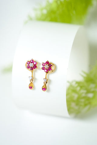 Sierra Fleur- Ruby Flower Earrings - Adona Diamonds