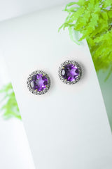 Iris Stud- Amethyst - Adona Diamonds