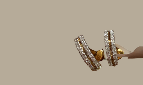 2 lines diamonds stud