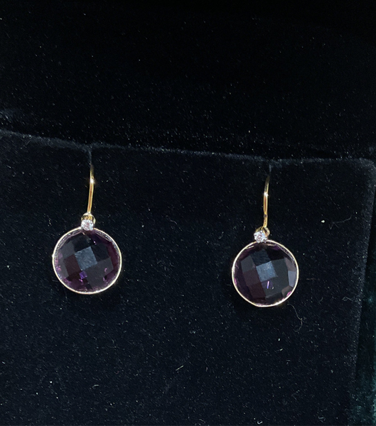 Amythist with diamond stud