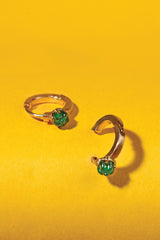 Emerald floral twinkle- hoop earring