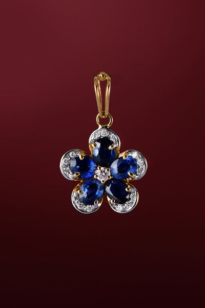 Forget me not -Diamond and Blue sapphire Pendant
