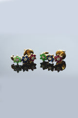 Tri-colour flower Bali Earring - Adona Diamonds