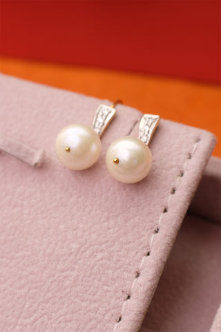 Pearl Earrings with diamonds - Adona Diamonds