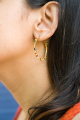 Dhara - Navrathna Hoop Earrings - Adona Diamonds