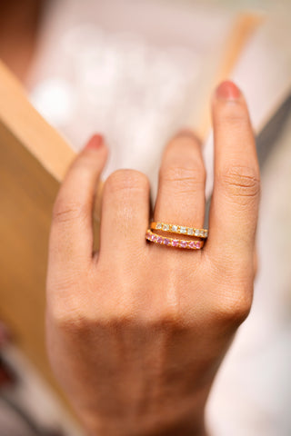Pink Sapphire Half Eternity Ring