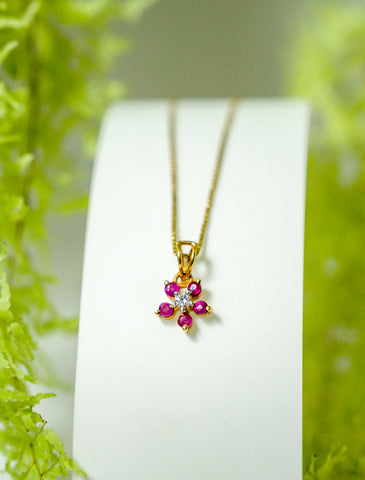 Fleur- Ruby flower Pendant - Adona Diamonds