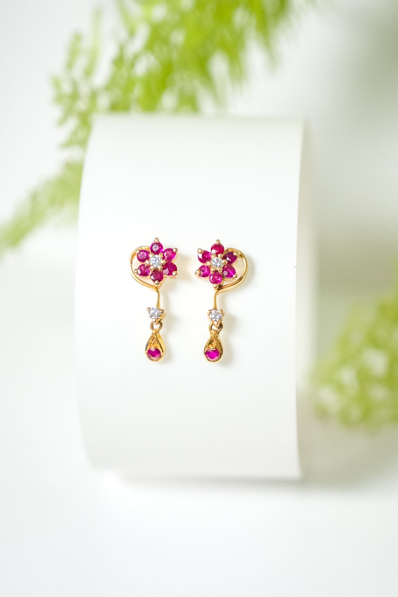 Sierra Fleur- Ruby Flower Earrings - Adona Diamonds