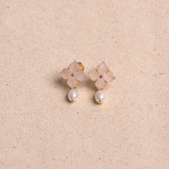 Cherry Blossom -Rose Quartz Earrings - Adona Diamonds